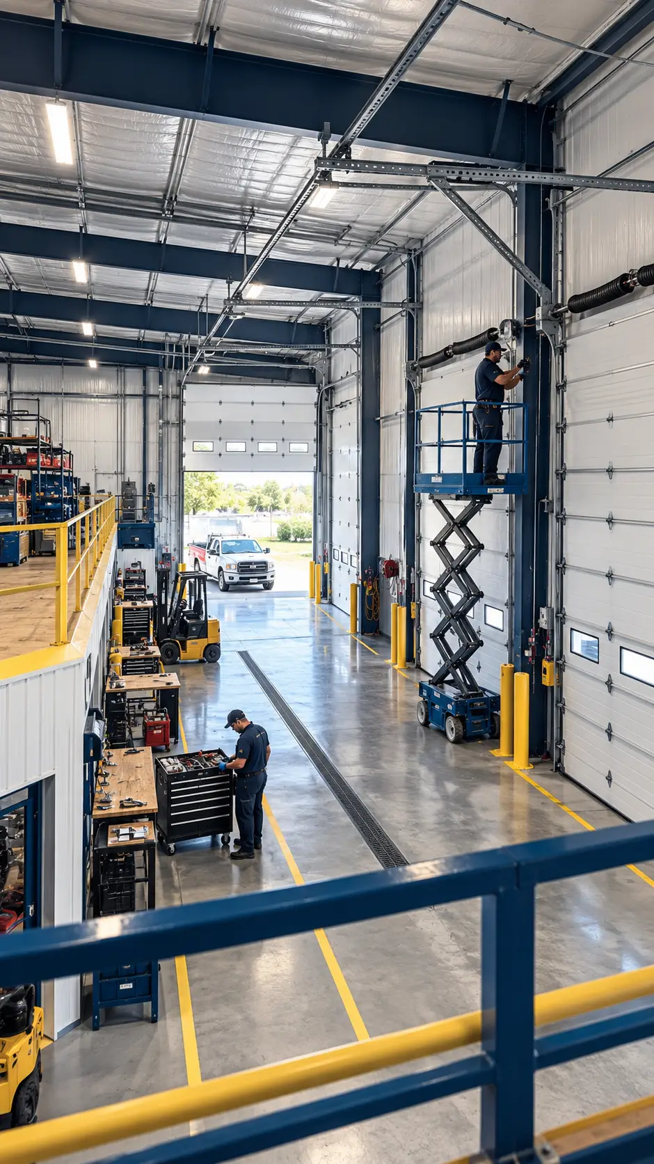 Commercial garage door serving a warehouse and business facility in Hockley TX