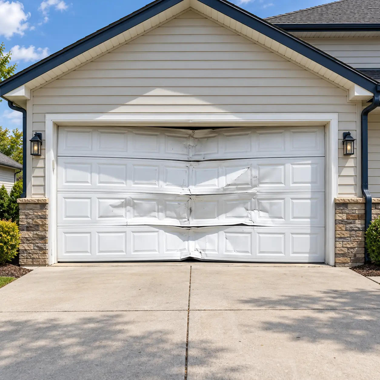 Damaged garage door panel repair
