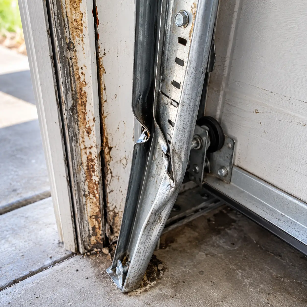 Garage door track repair