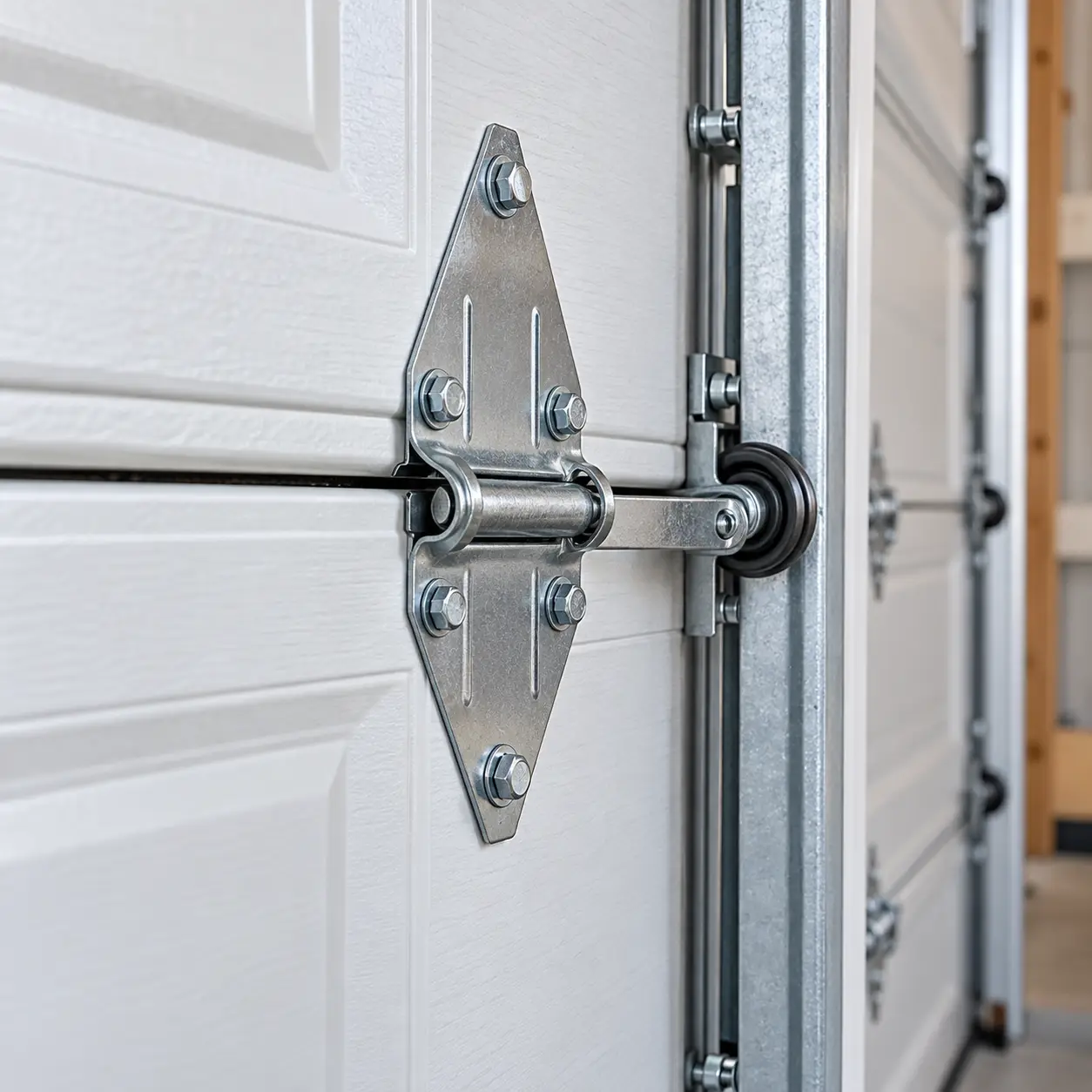 Residential garage door restored and aligned after repair in Hockley TX