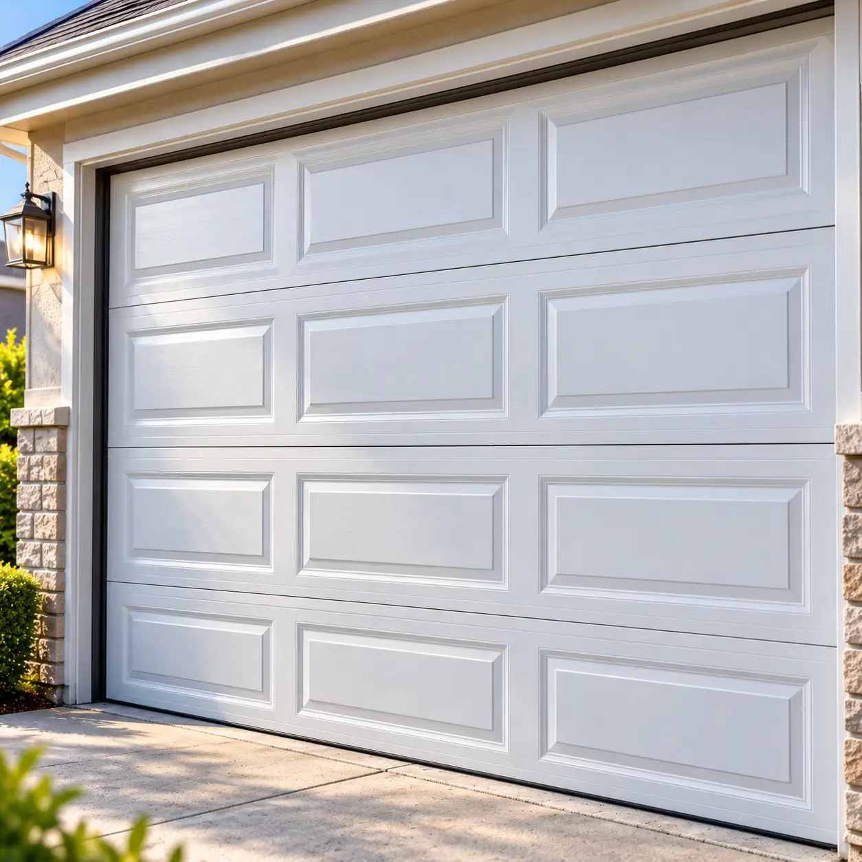 Residential garage door restored and aligned after repair in Hockley TX